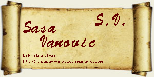 Saša Vanović vizit kartica